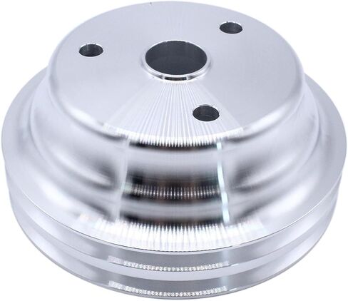 Aluminum High Volume Long Water Pump 2 Grooves Polished Chrome Crankshaft and Water Pump Pulley Compatible with Small Block Chevy SBC 283 302 305 327 350 383 400 V8 LWP in Saudi Arabia