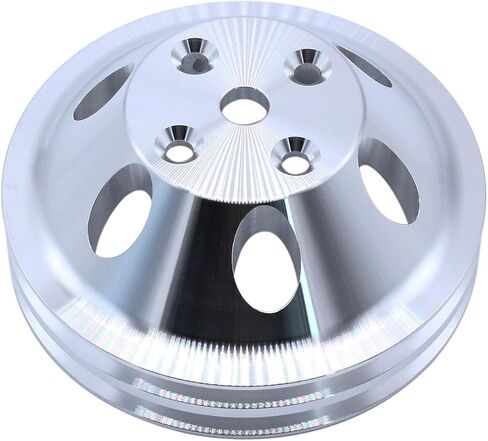 Aluminum High Volume Long Water Pump 2 Grooves Polished Chrome Crankshaft and Water Pump Pulley Compatible with Small Block Chevy SBC 283 302 305 327 350 383 400 V8 LWP in Saudi Arabia