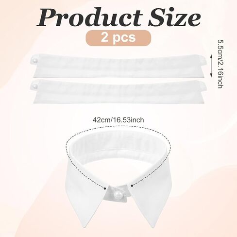 2 Pack White Detachable Fake Collar, Versatile Dickey White Collar Faux Collars for Women Half Shirt Blouse False Collars for Dresses Vest Blouse in Kuwait