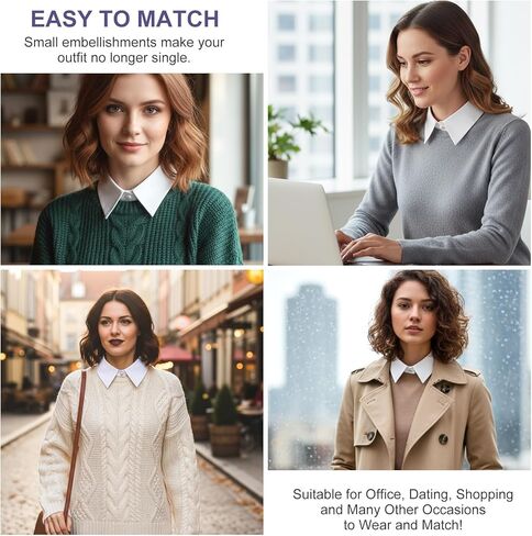 2 Pack White Detachable Fake Collar, Versatile Dickey White Collar Faux Collars for Women Half Shirt Blouse False Collars for Dresses Vest Blouse in Kuwait