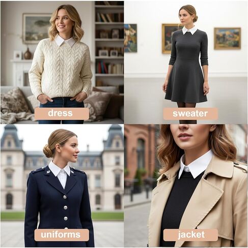 2 Pack White Detachable Fake Collar, Versatile Dickey White Collar Faux Collars for Women Half Shirt Blouse False Collars for Dresses Vest Blouse in Kuwait