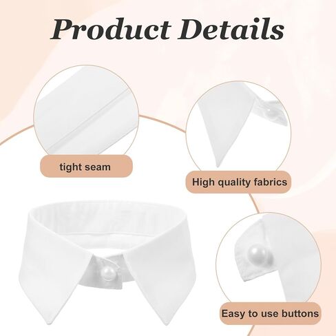 2 Pack White Detachable Fake Collar, Versatile Dickey White Collar Faux Collars for Women Half Shirt Blouse False Collars for Dresses Vest Blouse in Kuwait