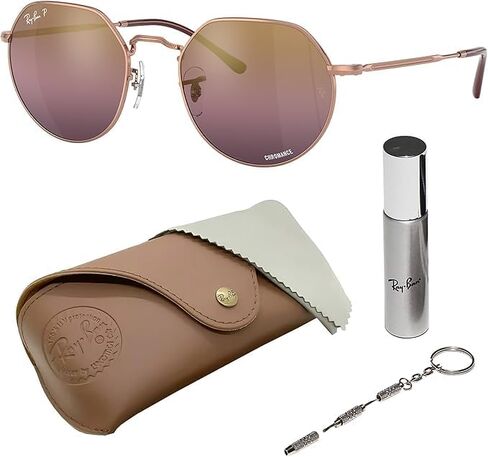Ray-Ban RB3565 JACK CHROMANCE POLARIZED Square-Round Shape Sunglasses with Official Eyewear Kit in Saudi Arabia