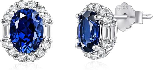 925 فضة البيضاوي مكون الياقوت / الجمشت أقراط هدايا عيد الأم للنساء 5x7mm هالة أقراط الخطوبة أقراط الزفاف in Saudi Arabia