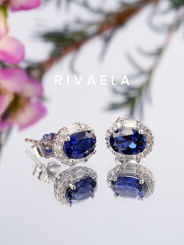 925 فضة البيضاوي مكون الياقوت / الجمشت أقراط هدايا عيد الأم للنساء 5x7mm هالة أقراط الخطوبة أقراط الزفاف in Saudi Arabia