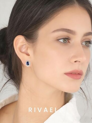 925 فضة البيضاوي مكون الياقوت / الجمشت أقراط هدايا عيد الأم للنساء 5x7mm هالة أقراط الخطوبة أقراط الزفاف in Saudi Arabia
