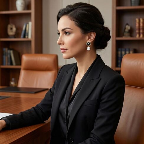 أقراط مرصعة بالذهب عيار 14 قيراط، أقراط مرصعة للنساء لا تسبب الحساسية، 4 أقراط لؤلؤ البرسيم، مناسبة للارتداء اليومي وفي عيد الأم، عيد الميلاد (تغليف صندوق هدايا) in Kuwait