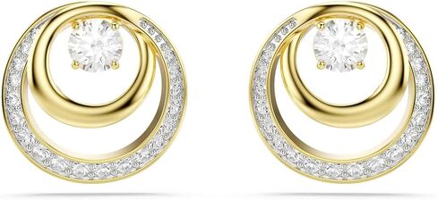 Swarovski Hyperbola stud earrings, Round cut, White, Gold-tone plated in Saudi Arabia