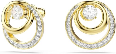 Swarovski Hyperbola stud earrings, Round cut, White, Gold-tone plated in Saudi Arabia