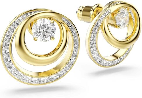 Swarovski Hyperbola stud earrings, Round cut, White, Gold-tone plated in Saudi Arabia