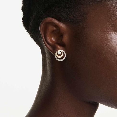 Swarovski Hyperbola stud earrings, Round cut, White, Gold-tone plated in Saudi Arabia