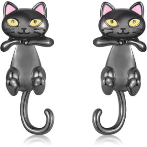 CERSLIMO هدايا القط للنساء الفتيات، هيبوالرجينيك الأسود القط الأذن سترة أقراط عيد الميلاد عيد الميلاد عيد الهالوين يعرض مجوهرات لمحبي هريرة in Kuwait