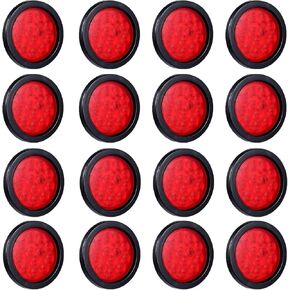 4" Round Led Tail Lights, 16Pcs 4 Inch Round Led Trailer Tail Lights Red 12 LED Waterproof 4" Brake Stop Turn Tail Lights Sealed Flush Grommet Mount w/ 3 Prong Trailer Wire Pigtails in Kuwait