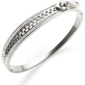 Crystals Zipper Charm Bangle Bracelet Stainless Steel Belt Bangle Golden Elegant Wedding Party Jewelry For Women Men in Kuwait