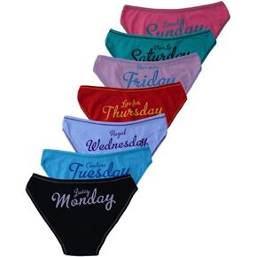 7 Pack Women Knickers Cotton Underwear Ladies Panties Week Days Printed Briefs (US, Alpha, Small, Regular, Regular) Black in Kuwait