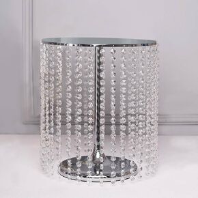 Efavormart 13" Gold Beaded Crystal Metal Cake Stand, 4" Tall Riser Cupcake Dessert Display with 141 Diamonds in 3 Layers for Wedding Receptions, Birthdays, and Elegant Celebrations in Kuwait