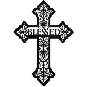Hnatzu Cross Wall Decor – Blessed Floral Metal Art – Christian Home & Wall Blessing Decor for Indoor in Saudi Arabia