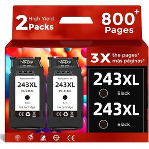 خرطوشة حبر سوداء متوافقة 243XL بديلة لـ Canon PG-243 XL PG243 (عبوة من قطعتين) تعمل مع Canon MX490 MX492 MG2522 TR4520 TS3322 TS202 TS3322 TS3122 iP2820 MG2420 MG2922 MG3020 TR4522 TS3120 in Kuwait