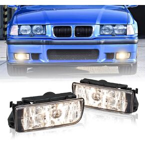 استبدال مصابيح الضباب E36 OEM لسلسلة BMW 3 وM3 (1992-1999) - تناسب مباشر 318i/323i/325i/328i/M3 كوبيه/سيدان/مكشوفة، واضح SAE J583 مع المصابيح (الدخان) in Kuwait