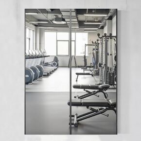 brisafe NanoMirror بدون حفر، مرآة حائط كاملة الطول قابلة للتقشير واللصق مع إطار، مرآة رياضية منزلية ذاتية اللصق لغرفة نوم غرفة الرقص واليوجا، والخزانة والباب، 63 بوصة × 24 بوصة in Kuwait