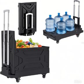 VECELO Foldable Shopping Cart with Wheels, Collapsible Rolling Crate for Groceries, Folding Storage Box with Handle, Three Modes of Use, Ideal for Teacher, Trip, Outdoors, Etc., 23GAL, Green in Kuwait