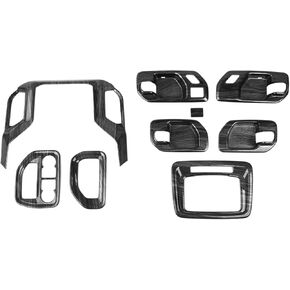 غطاء طقم الكسوة الداخلية من ألياف الكربون ملحقات تزيين وحدة التحكم المركزية المتوافقة مع شيفروليه سيلفرادو 2019-2022، لسيارة جي إم سي سييرا 2019-2022، 9 قطع in Kuwait