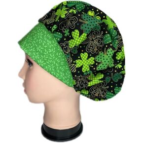 Bouffant Scrub Hat Shamrock Party Green, Black in Kuwait