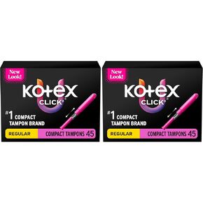 U by Kotex Click Compact Tampons, Regular Absorbency, Unscented, 128 Count (8 Packs of 16) (Packaging May Vary) in Saudi Arabia