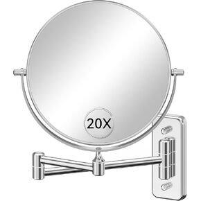 Auxmir 1X/30X Wall Mounted Makeup Mirror, 30X Magnifying Double-Sided Mirror with Tweezers, Bathroom Vanity Makeup Mirror, Cosmetic Mirror with 360 Rotation Extendable Swivel Arm, Nickel in Kuwait