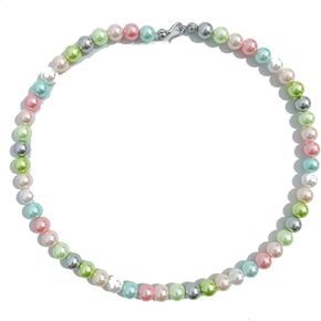 Pearl Choker Necklace for Women Pearl Beaded Necklace Colorful Pearl Necklace Pink Pearl Necklace Wedding Prom Pearl Necklace for Women in Kuwait
