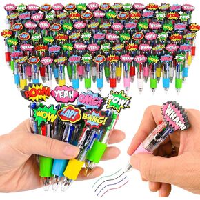 LiYiQ 25 Pcs Hero Theme Multicolor Pen in One Cartoon Cute Fun 4-in-1 Cute Pens Bulk Kawaii Hero Theme Boom Wow Pow Conversation Cool Ballpoint Pens for Fun Gifts in Kuwait