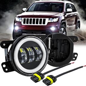 4 Inch LED Fog Light Assembly Compatible for 2011 2012 2013 Jeep Grand Cherokee Fog Lights, Front Bumper Replacements, Round Offroad LED Light Fog Light/DRL, 6000K Bright White, 2-Pack in Kuwait