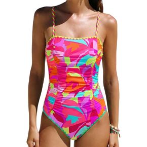 popvil Women’s One Piece Swimsuit Colorful Print Bathing Suit with Open Back Square Neck Swimwear for Beach Vacation in Kuwait