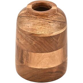 مزهرية كيمونا من خشب أكاسيا مزهرية زهور المزرعة العتيقة للمنزل والمكتب ورف طاولة المكتب وديكورات الشرفة (4 بوصة × 4 بوصة × 6 بوصة) in Kuwait