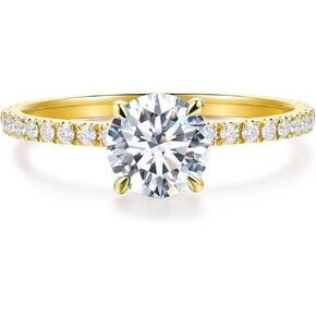 14K Gold Moissanite Engagement Ring 14K 1 Carat Round Cut Moissanite Rings Round Cut Hidden Halo Moissanite Engagement Ring for Women in Kuwait