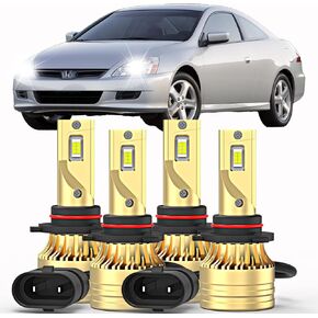 يناسب مجموعة كومبو ذات الشعاع العالي والمنخفض Honda Accord 1990-2007، 6000K أبيض التوصيل والتشغيل 800% مصابيح إضاءة فائقة السطوع، مع مراوح، IP68 (عبوة من 4) in Kuwait