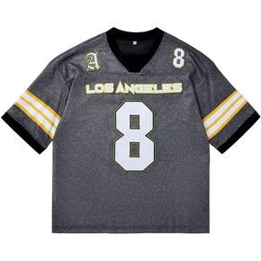 Mens Jersey Shirts Y2k Oversized Number Graphic Tee Short V Neck Tshirts Casual Streetwear with Light Up Design in Saudi Arabia