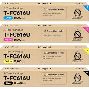 مجموعة خرطوشة حبر T-FC616U مكونة من 4 عبوات بديلة لتوشيبا T-FC616U-K T-FC616U-C T-FC616U-M T-FC616U-Y متوافقة مع طابعة Toshiba E-Studio 5516AC 6516AC 7516AC 5516ACT 6516ACT 7516ACT باللون الأسود in Kuwait