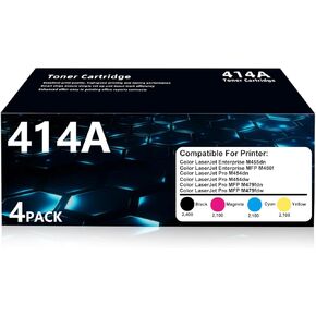 خراطيش حبر 414A بديلة لطابعة HP W2020A 414A تعمل من أجل Color LaserJet Pro Enterprise M455dn MFP M480f M454dn M454dw MFP M479fdn M479fdw (4 عبوات أسود سماوي أرجواني أصفر) in Kuwait