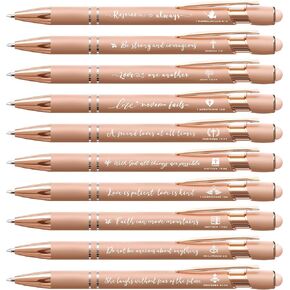 أقلام حبر جاف باللون الذهبي الوردي، كتابة سلسة، أقلام آية ملهمة من الكتاب المقدس مع طرف قلم، هدايا مسيحية للنساء الإيمان، قلم لطيف للممرضات والمدرسة والمكتب، 10 عبوات in Kuwait