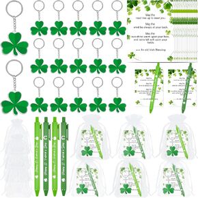 18 مجموعة من هدايا عيد القديس باتريك للبالغين، أقلام حبر جاف سانت باتريك الخضراء ملحقات سلسلة مفاتيح شامروك، بطاقات نعمة أيرلندية، حشوات حقائب الهدايا للمكتب، لوازم حفلات أعياد الميلاد in Kuwait