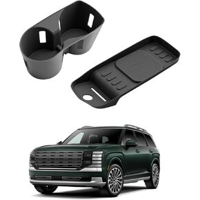 حامل أكواب سيليكون Hyundai Palisade 2026 - قطعتان من حصيرة إدراج حامل الأكواب + حصيرة سيليكون لمنطقة الشاحن لعام 2026 Palisade (SE/SEL Convenience/SEL Premium/XRT PRO/Limited/Calligraphy) والملحقات الهجينة in Kuwait