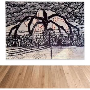 LUNDOME الرعب الوحش نسيج 59x51in- زاحف العقل الطيارة مع ليلة داكنة السماء الحمراء الرعد رأسا على عقب خلفية ل، ديكورات الحفلات صور راية الدعائم in Kuwait