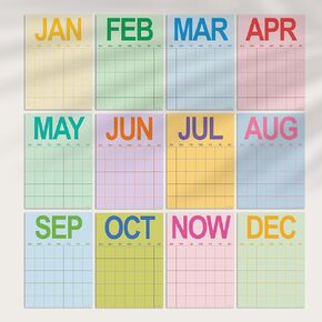 مطبوعات HerZii تقويم حائط قابل للمسح الجاف، مخطط شهري غير مؤرخ قابل لإعادة الاستخدام، مقاس A3 11.7 × 16.5 بوصة، متعدد الألوان، 12 حزمة in Kuwait