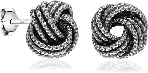 925 Sterling Silver Love-Knot Earring Stud Jewelry Italian Design Lightweight Twisted Love Knot Stud Earrings for Women | Celtic Knot Stud Earrings in Saudi Arabia