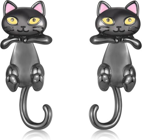 CERSLIMO هدايا القط للنساء الفتيات، هيبوالرجينيك الأسود القط الأذن سترة أقراط عيد الميلاد عيد الميلاد عيد الهالوين يعرض مجوهرات لمحبي هريرة in Kuwait