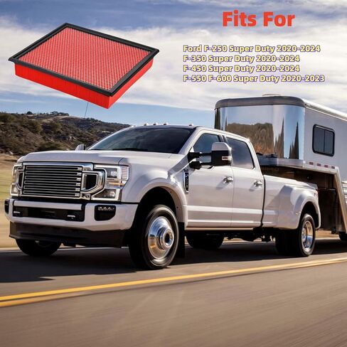 فلتر هواء المحرك FA1950 عالي التدفق يناسب Ford F-250 Super Duty 2020-2024 F-350 Super Duty 2020-2024 F-450 Super Duty 2020-2024 F-550 F-600 Super Duty 2020-2023 استبدال WA10906 CA12665 in Saudi Arabia