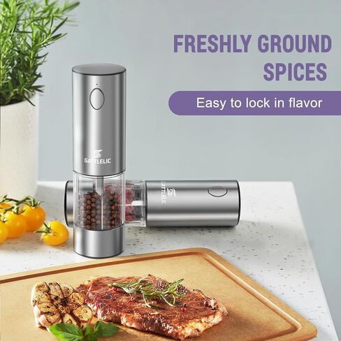 Electric Salt and Pepper Grinder Set, Automatic Pepper Mill Grinder w/Upgraded Charge Base and LED Light,Adjustable Coarseness,Rechargeable Black Peppercorn & Sea Salt Spice Mill Set in Saudi Arabia