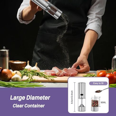 Electric Salt and Pepper Grinder Set, Automatic Pepper Mill Grinder w/Upgraded Charge Base and LED Light,Adjustable Coarseness,Rechargeable Black Peppercorn & Sea Salt Spice Mill Set in Saudi Arabia