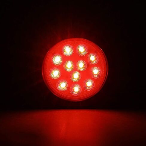 4" Round Led Tail Lights, 16Pcs 4 Inch Round Led Trailer Tail Lights Red 12 LED Waterproof 4" Brake Stop Turn Tail Lights Sealed Flush Grommet Mount w/ 3 Prong Trailer Wire Pigtails in Kuwait